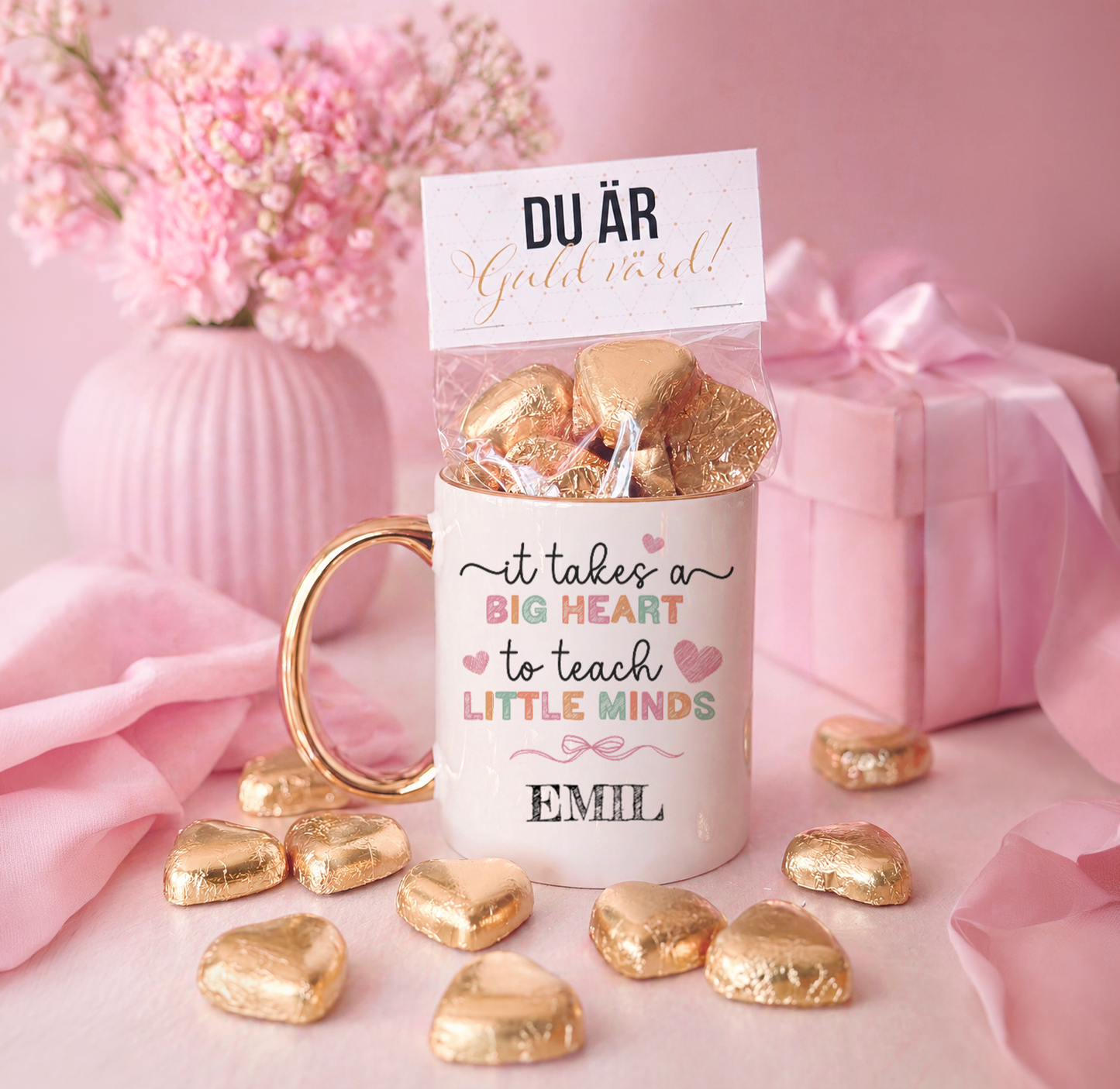 Du är guld värd | Personlig mugg & Choklad