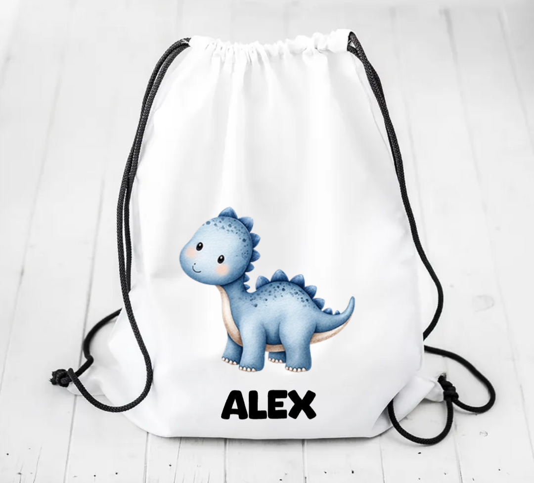 Dino | Blå | Personlig gympapåse