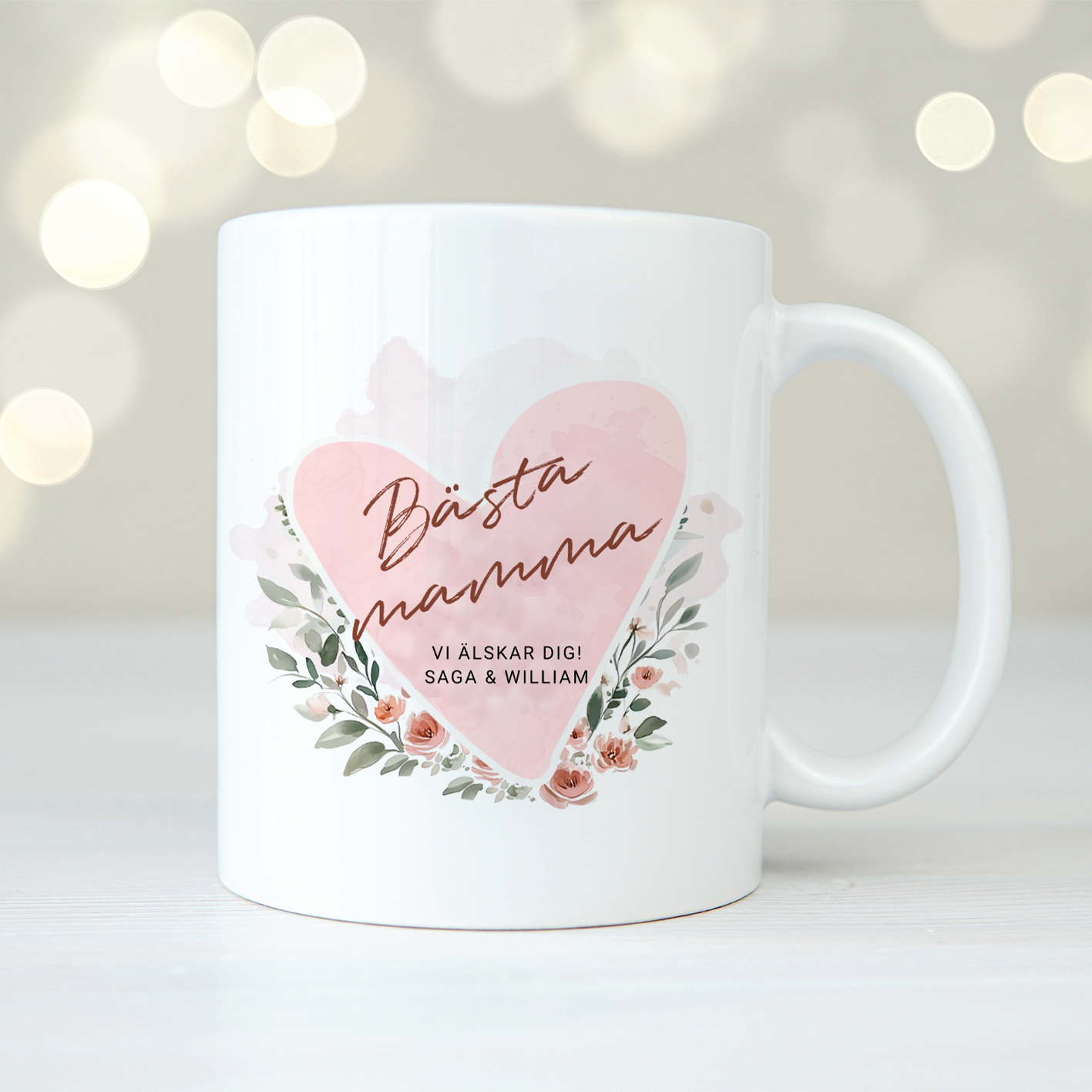 Hjärta & blommor | Personlig mugg