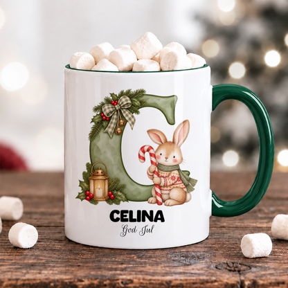 Julbokstav | Grön | Personlig julmugg