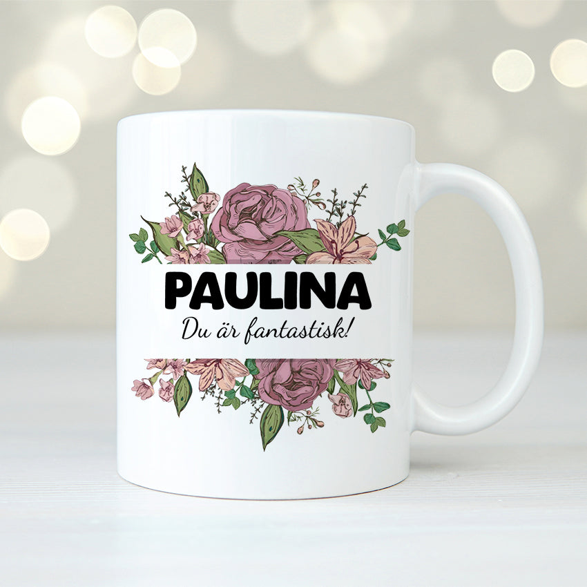 Lila blommor | Personlig mugg