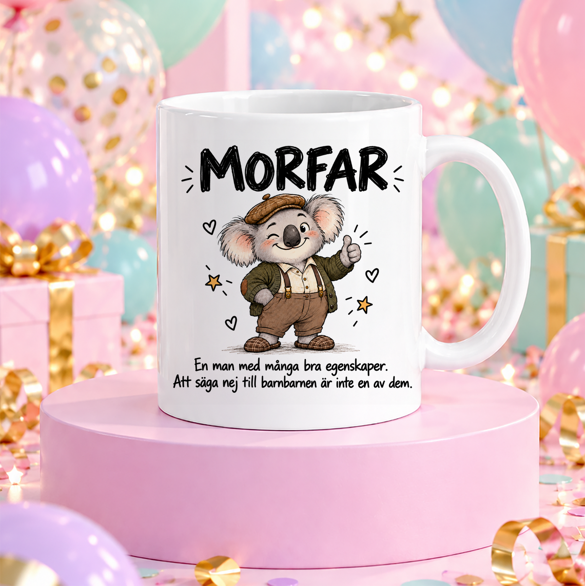 Morfar med många bra egenskaper | Rolig mugg
