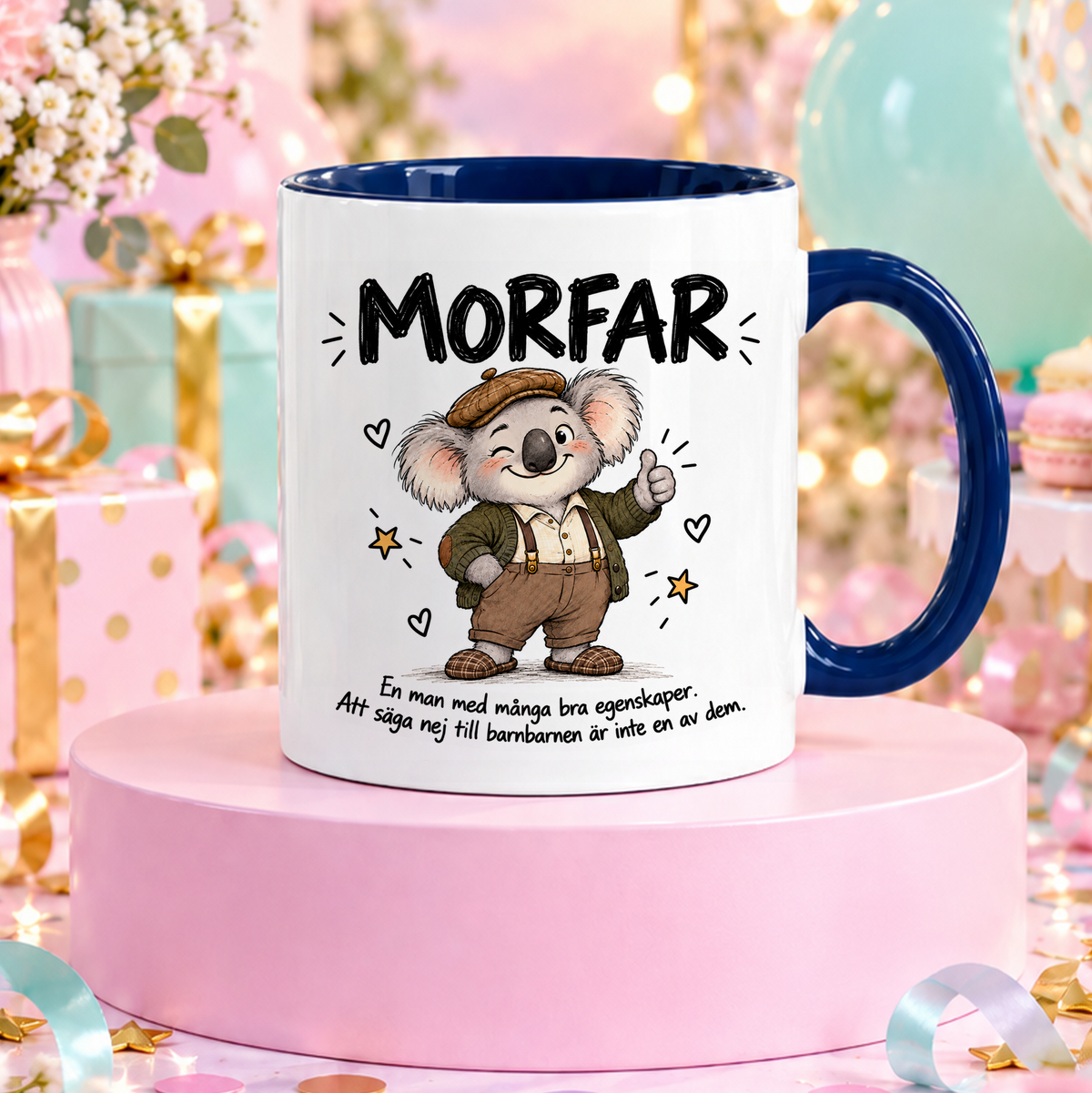 Morfar med många bra egenskaper | Rolig mugg