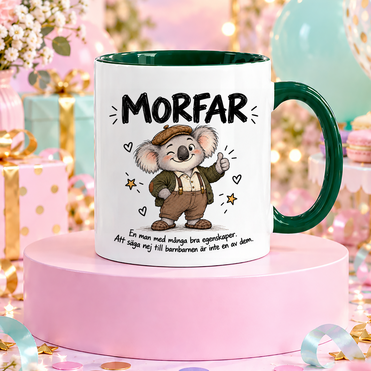 Morfar med många bra egenskaper | Rolig mugg