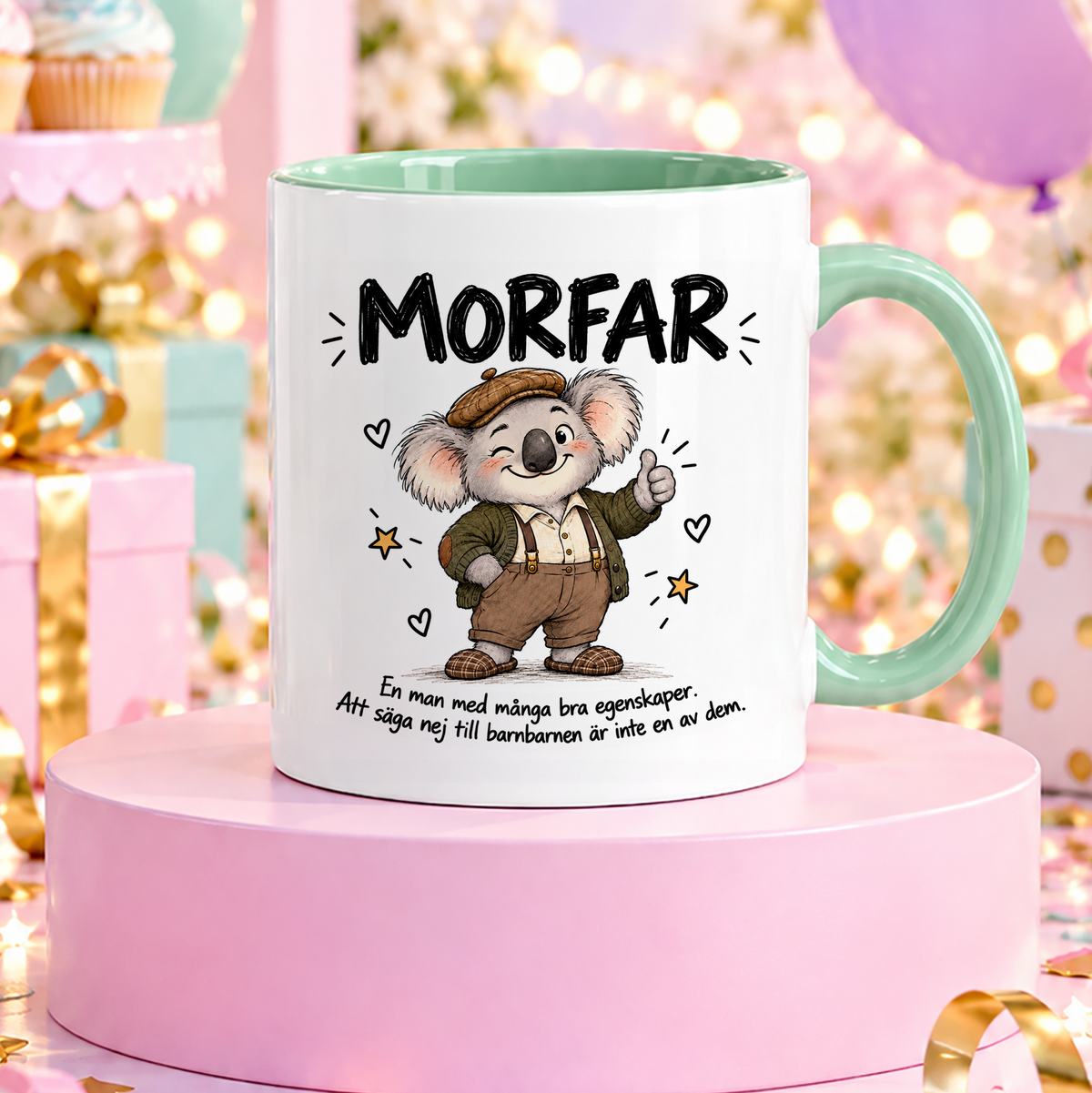 Morfar med många bra egenskaper | Rolig mugg