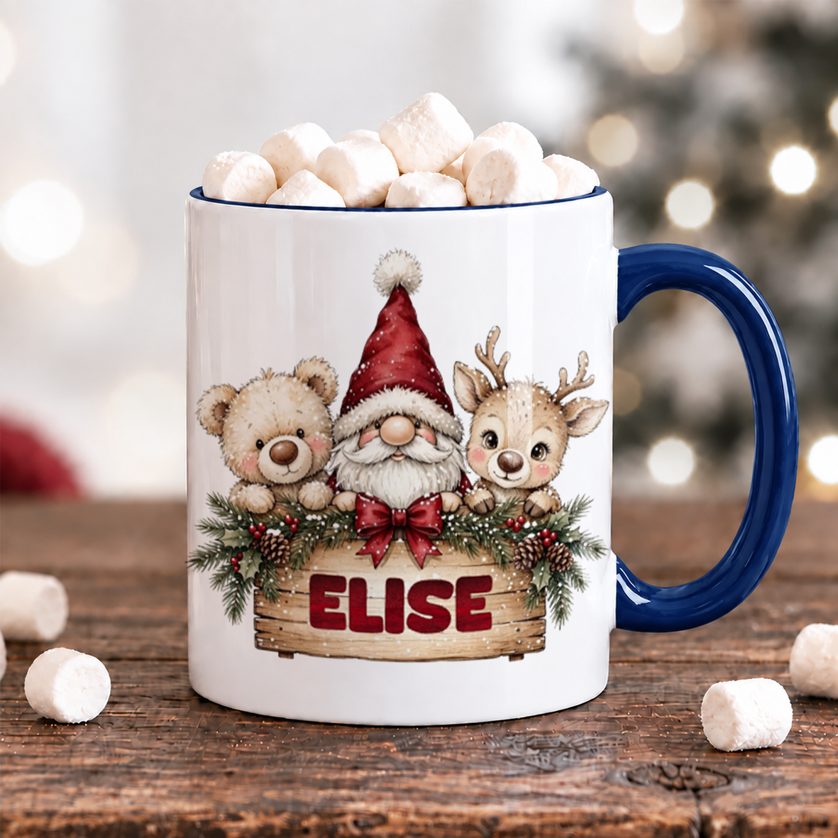 Nalle, tomte & ren | Personlig julmugg