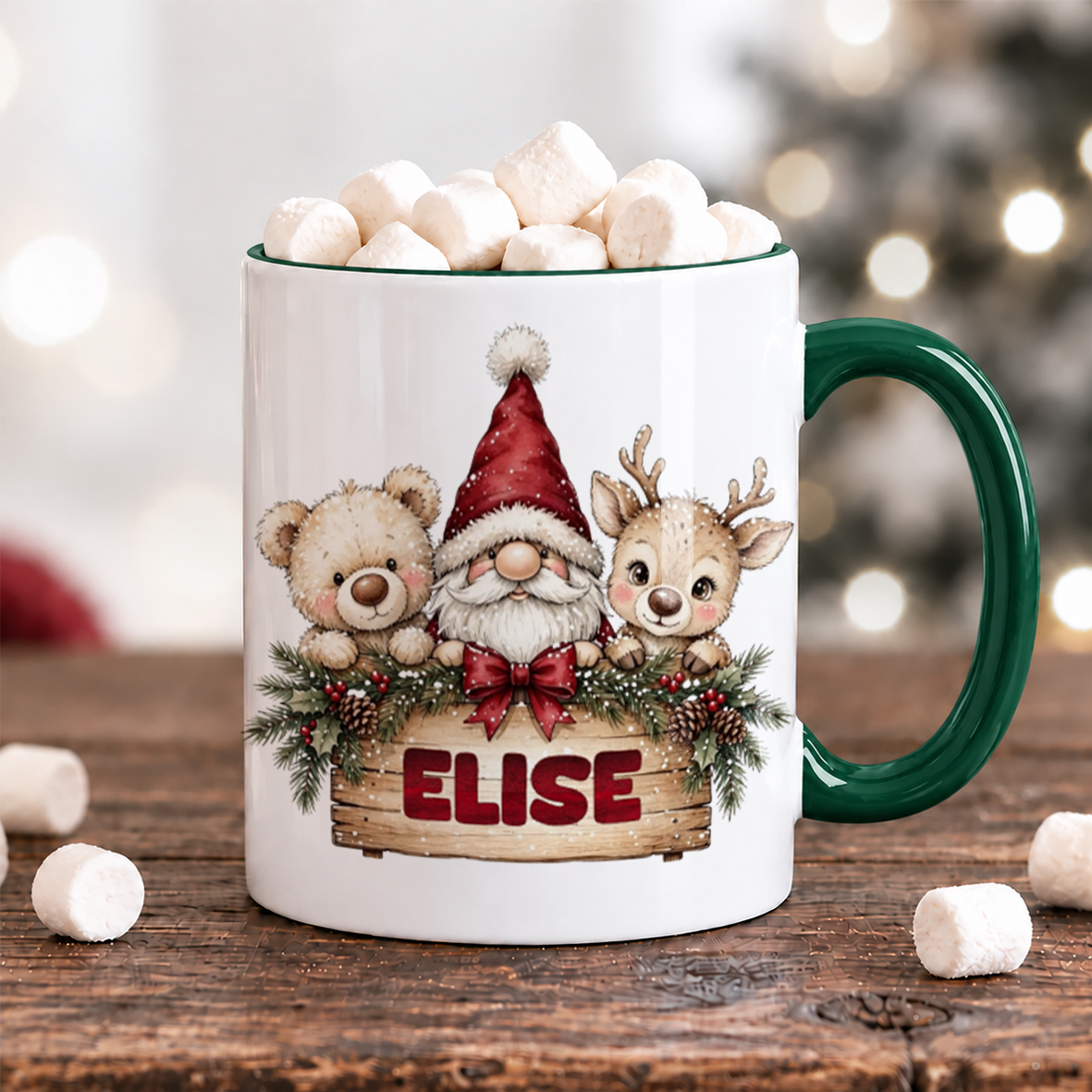 Nalle, tomte & ren | Personlig julmugg