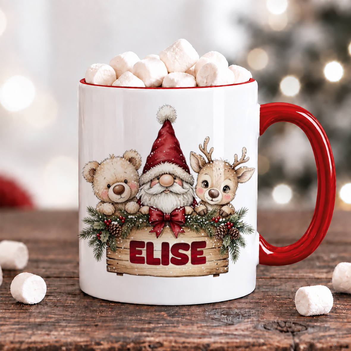 Nalle, tomte & ren | Personlig julmugg