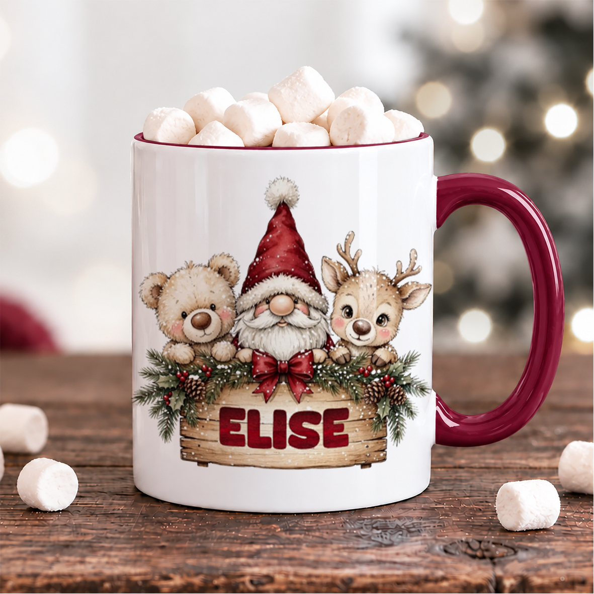 Nalle, tomte & ren | Personlig julmugg