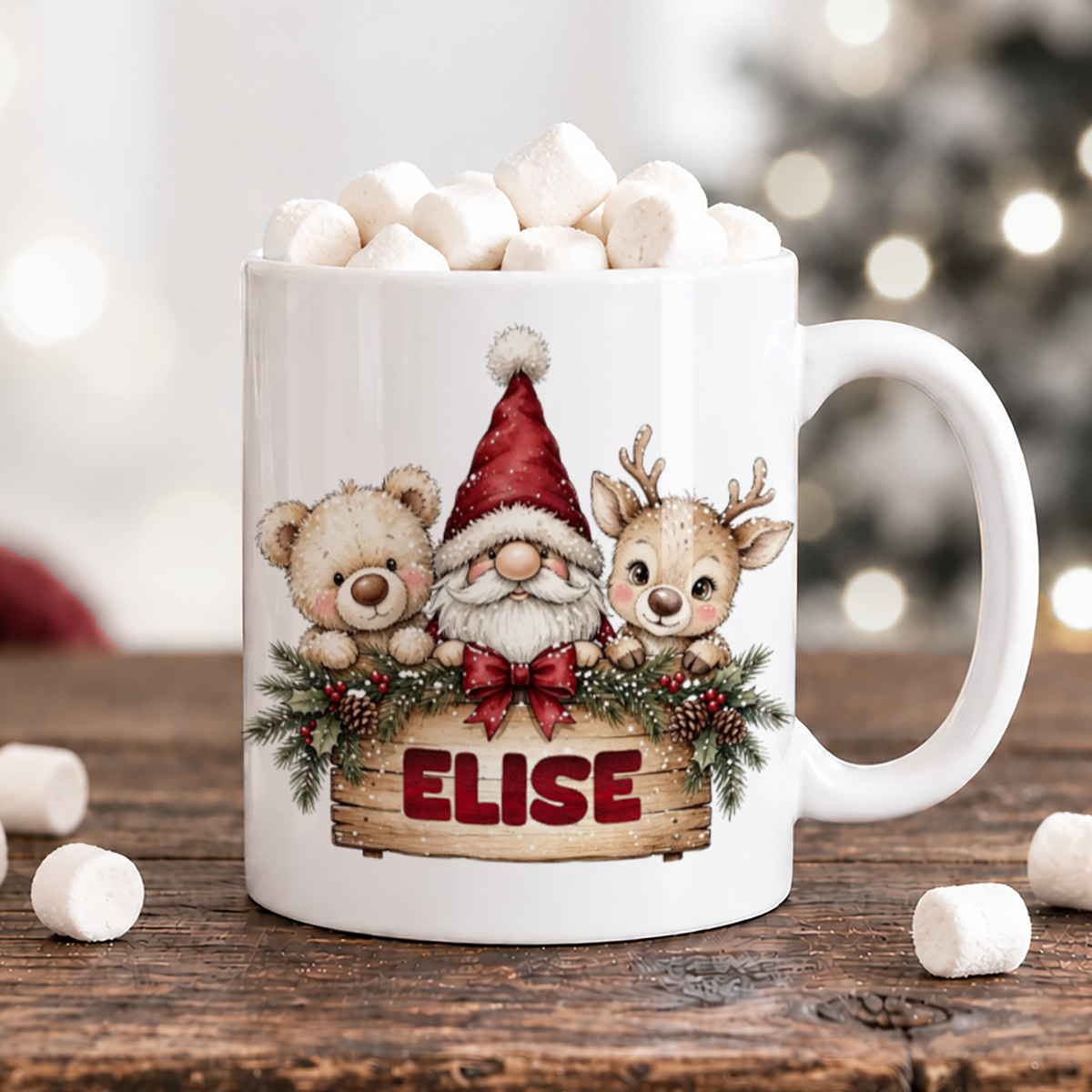 Nalle, tomte & ren | Personlig julmugg