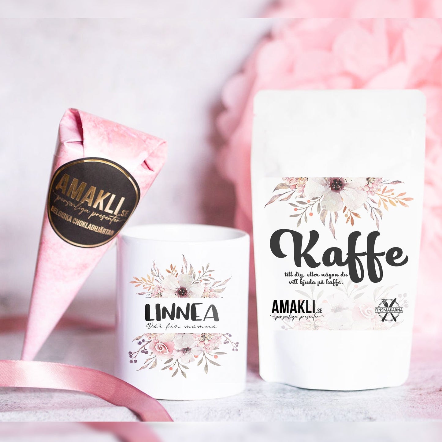 Mors dag paket | Mugg, kaffe & pralinstrut