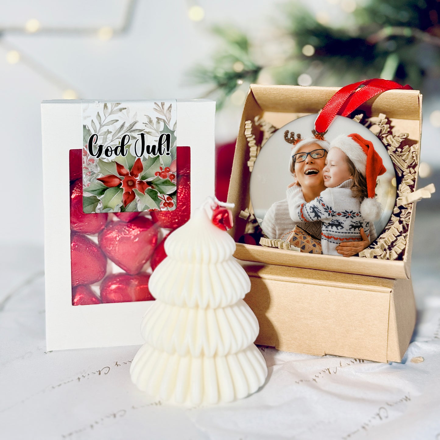 Julpaket | Chokladask, juldekoration & ljus