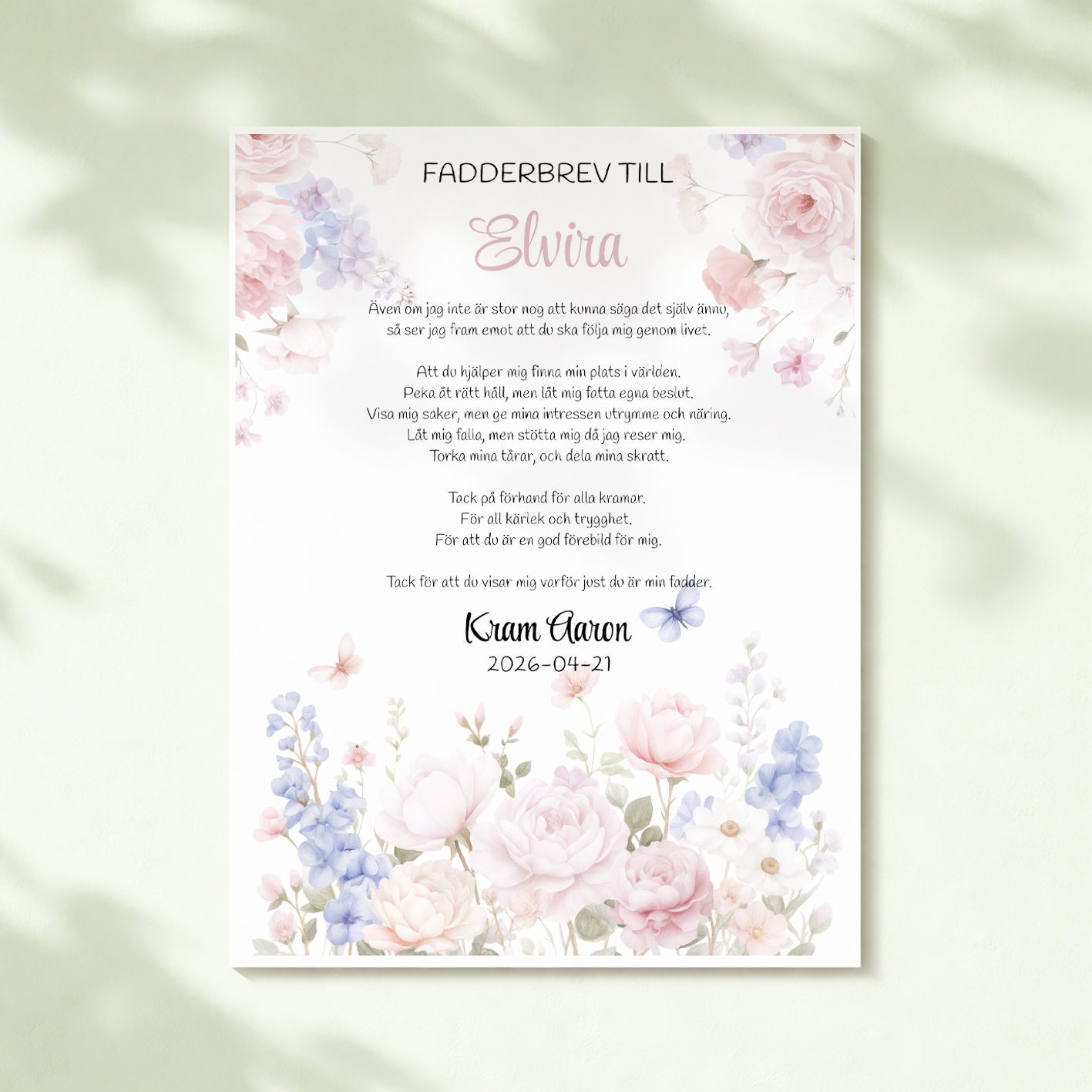 Fadderbrev | Pastellblommor