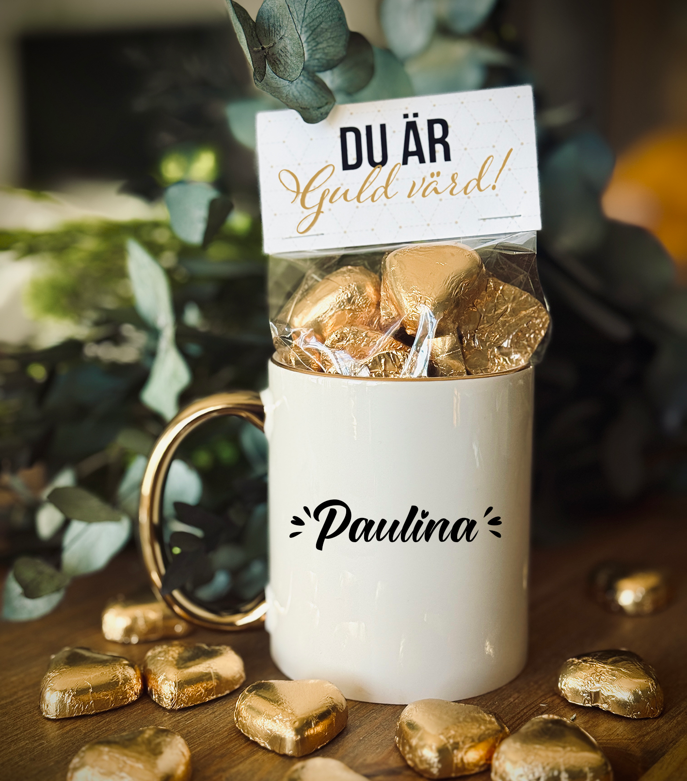 Du är guld värd | Mugg med namn