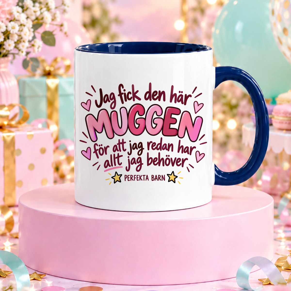 Från perfekta barn | Rosa | Rolig mugg