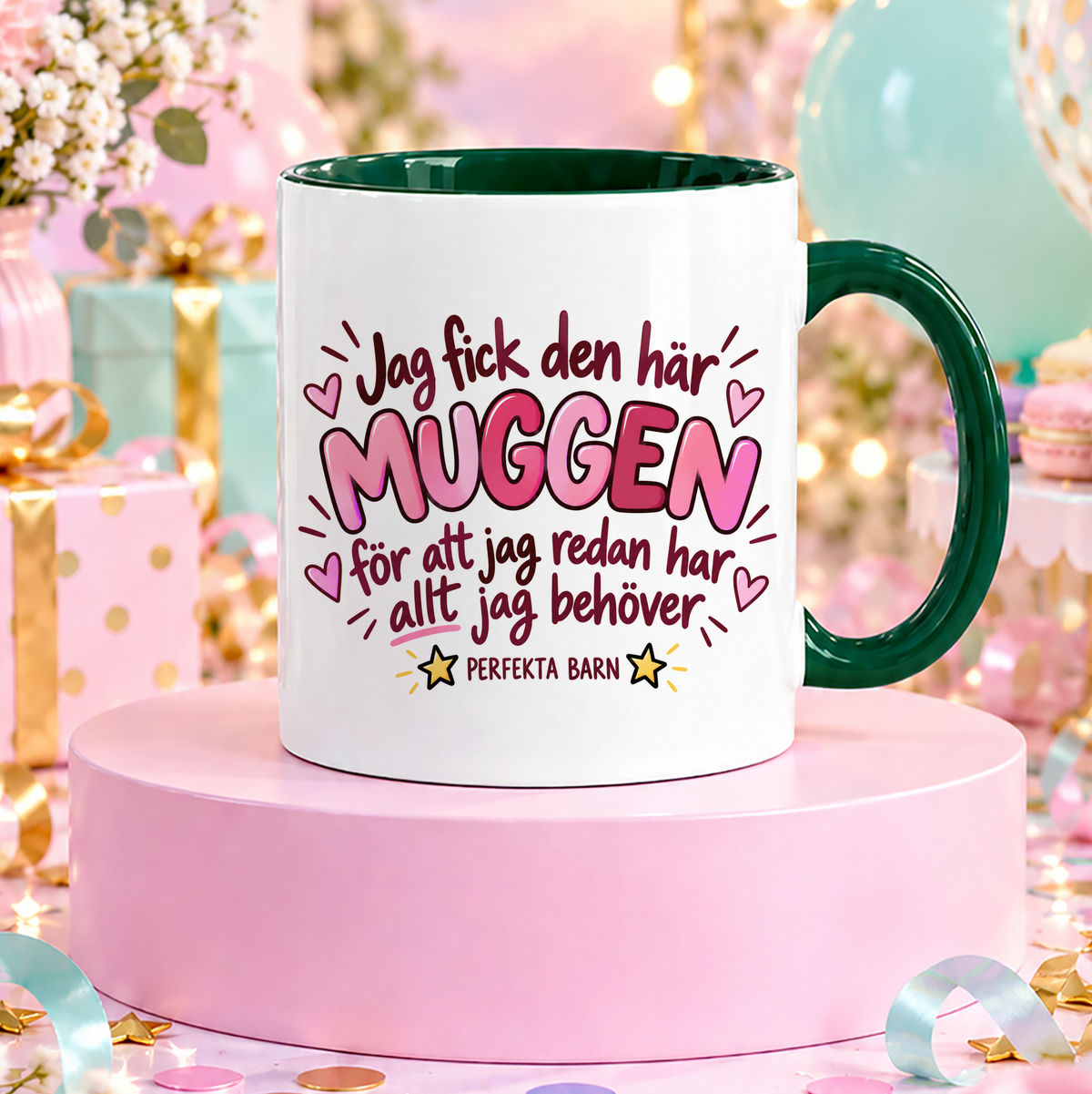 Från perfekta barn | Rosa | Rolig mugg