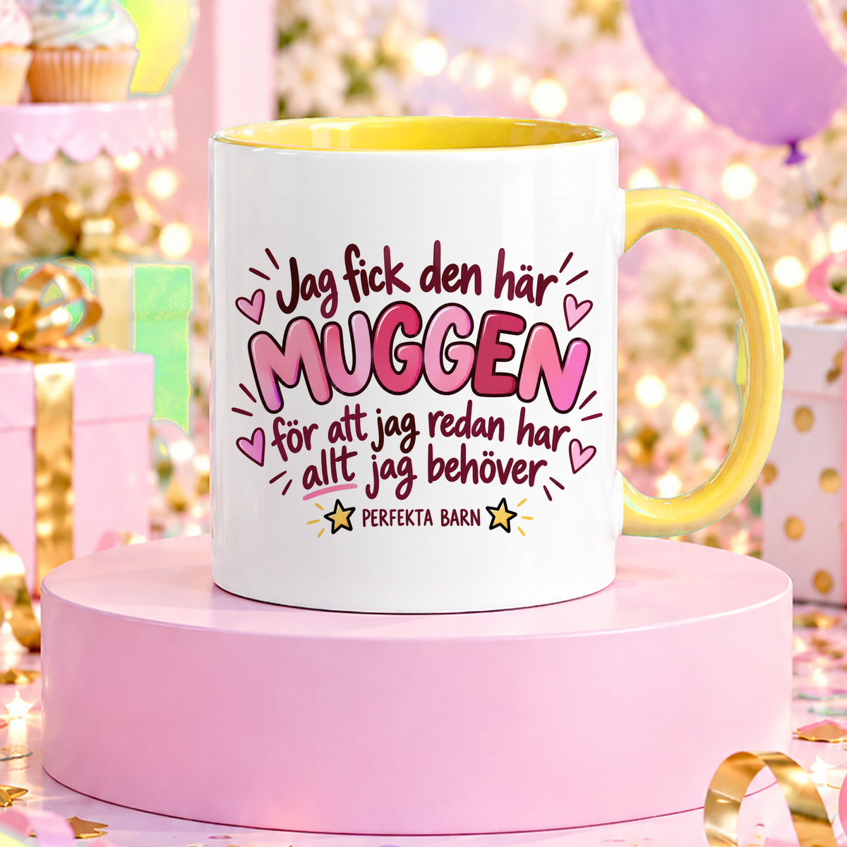 Från perfekta barn | Rosa | Rolig mugg
