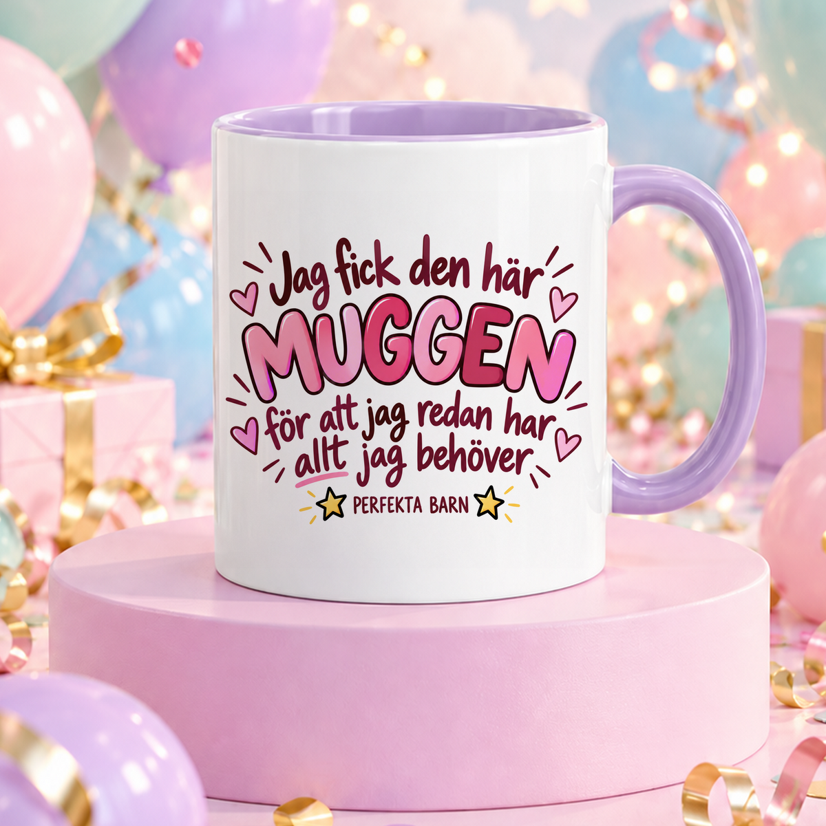 Från perfekta barn | Rosa | Rolig mugg