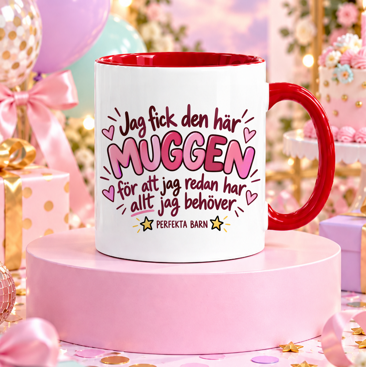 Från perfekta barn | Rosa | Rolig mugg