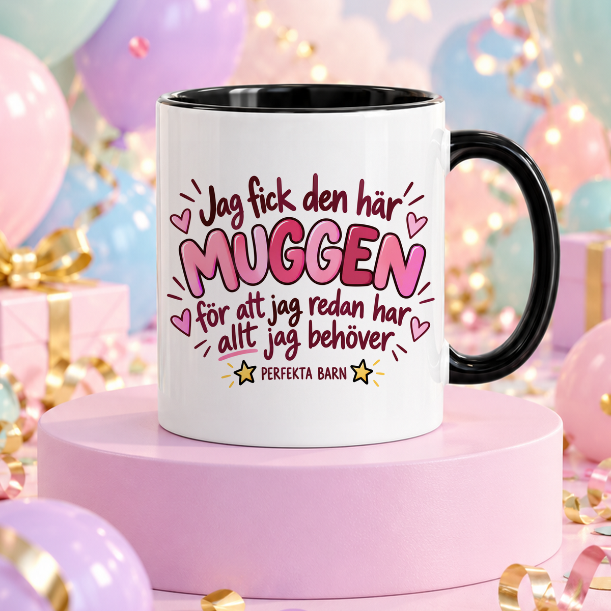 Från perfekta barn | Rosa | Rolig mugg