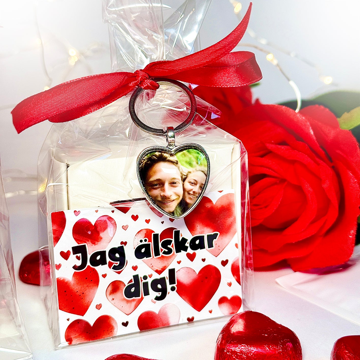 Alla hjärtans dag present | Chokladask, kort & nyckelring