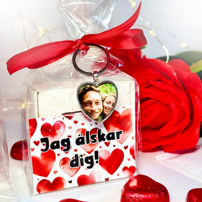 Alla hjärtans dag present | Chokladask, kort & nyckelring