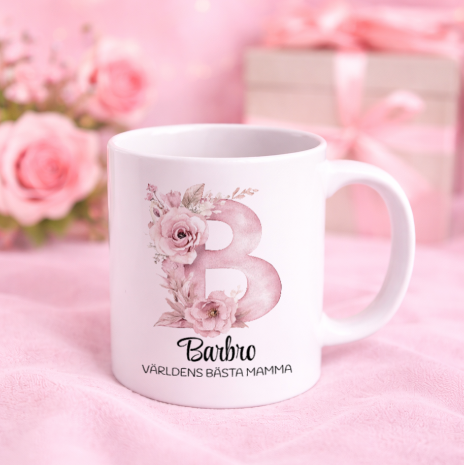 Rosa bokstav | Personlig mugg