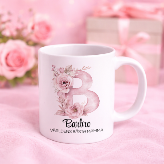 Rosa bokstav | Personlig mugg