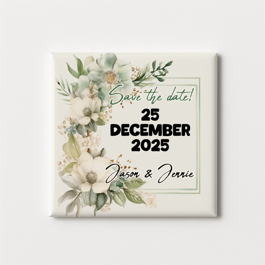 Gröna blommor | Save the date | Magnet