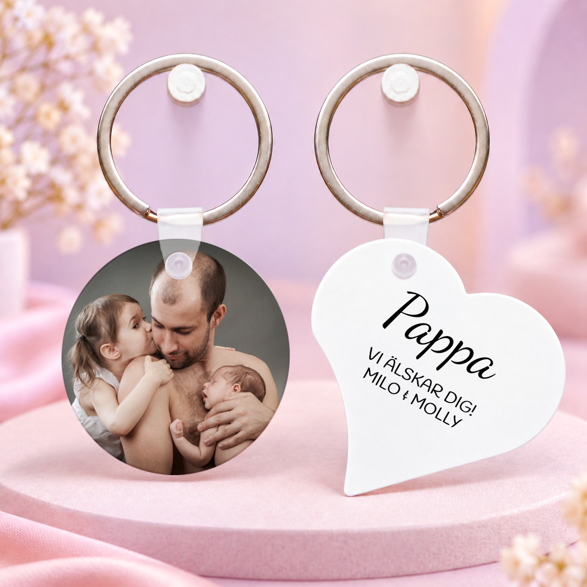 Nyckelring 5 cm | Fotonyckelring med text