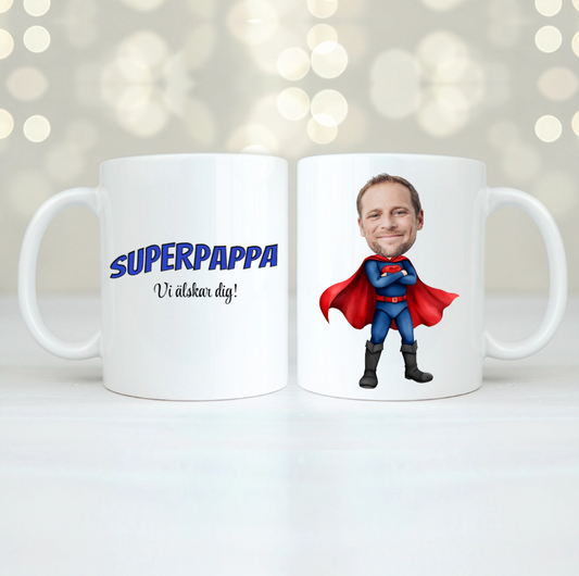 Superpappa | Ansikte | Personlig mugg