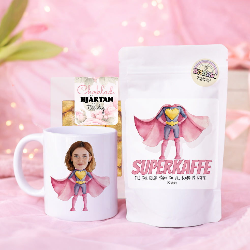 Superhjältepaket | Mugg, kaffe & choklad