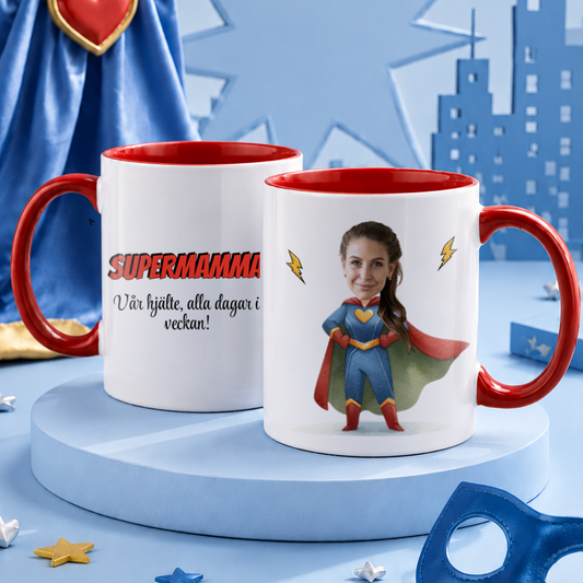 Supermormor | Ansikte | Personlig mugg