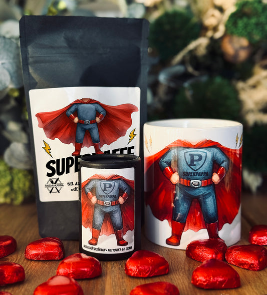 Superpappa | Mugg, kaffe & choklad