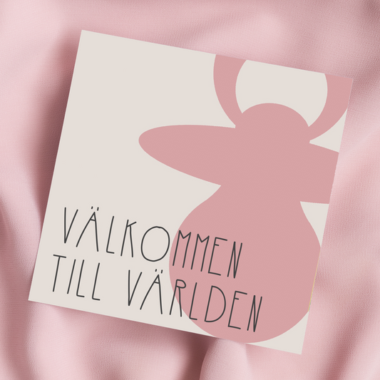 Välkommen (rosa) | Dubbelvikt kort
