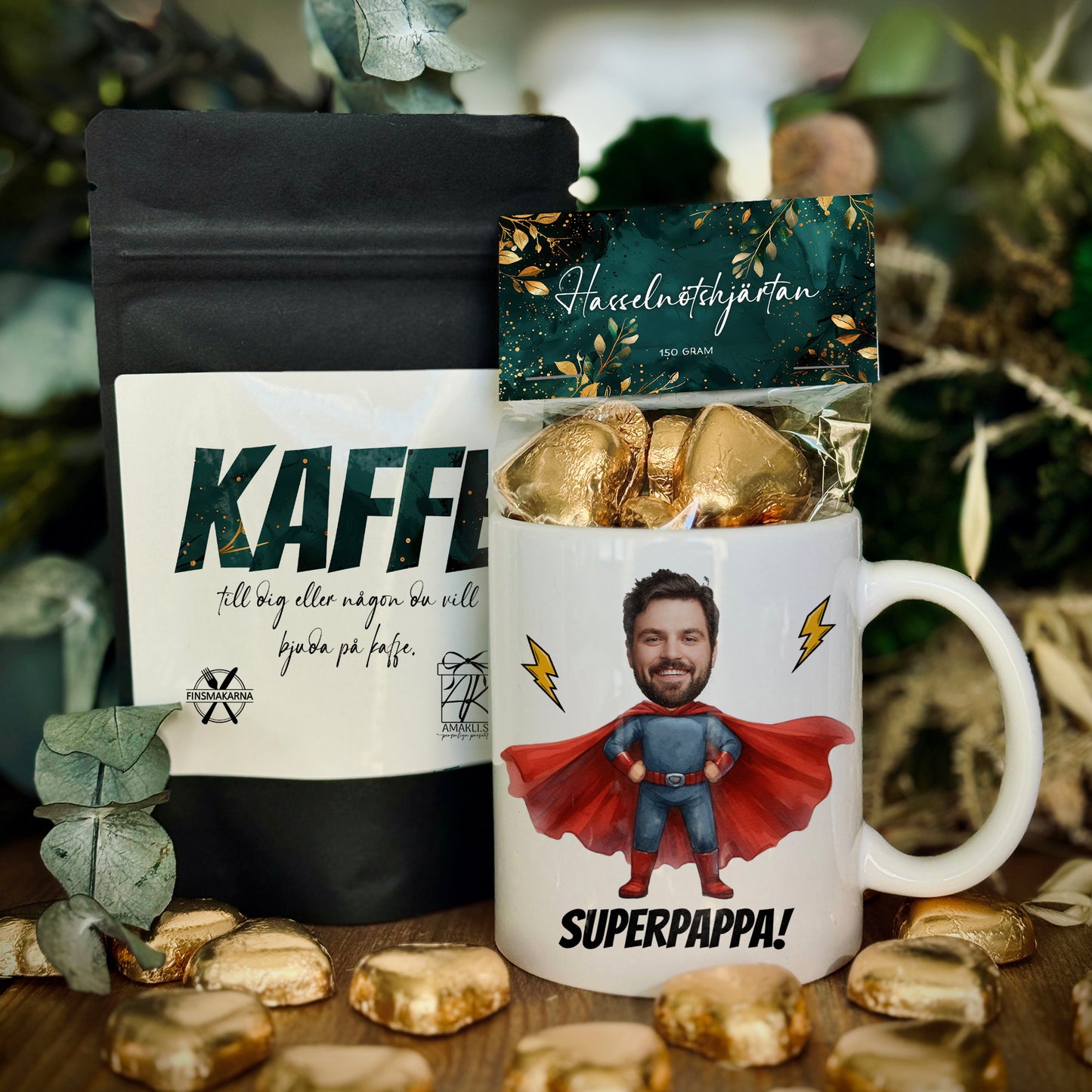 Presentpaket till fars dag - Mugg, Kaffe & Choklad