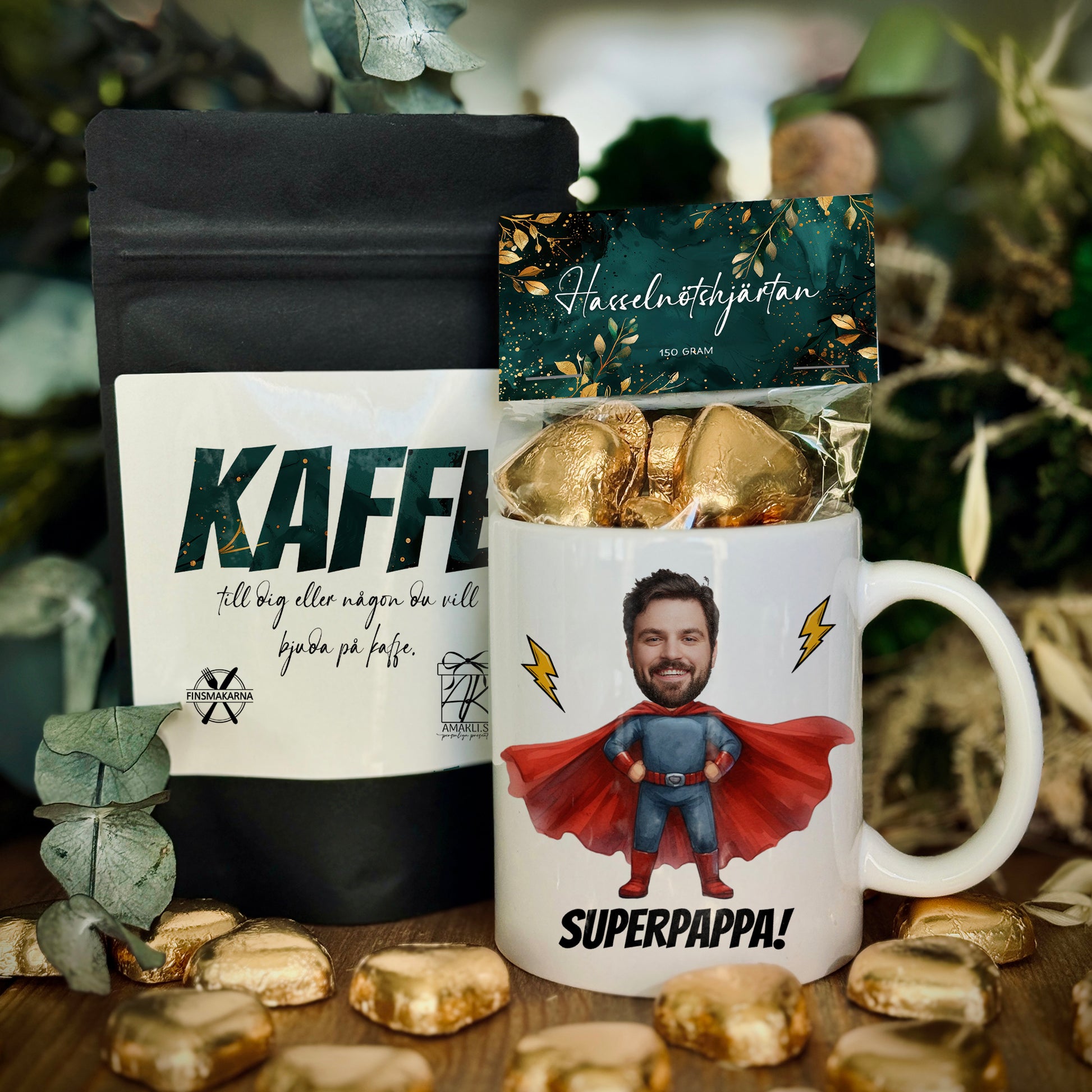 Presentpaket till fars dag - Mugg, Kaffe & Choklad