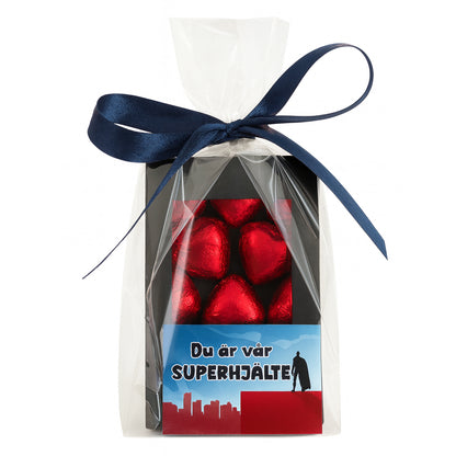 Du är vår SUPERHJÄLTE | Chokladask & kort